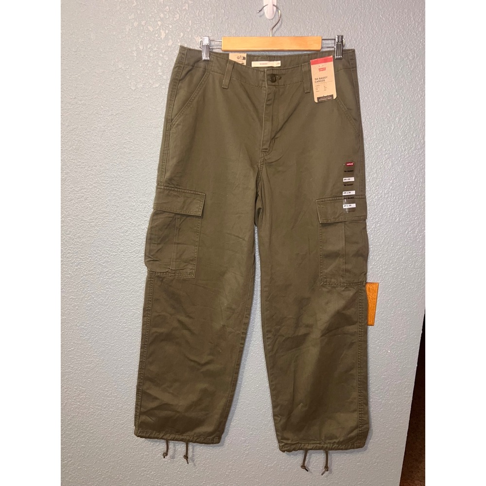 Levis 94 Baggy Cargo Pants Olive Green Mid Rise Straight Leg A4707-0002 NEW